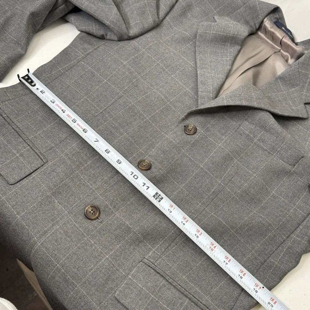 VTG 90s Ralph Lauren Wool 2Pc Suit 40R Gray 34 Waist Windowpane Plaid Canada
